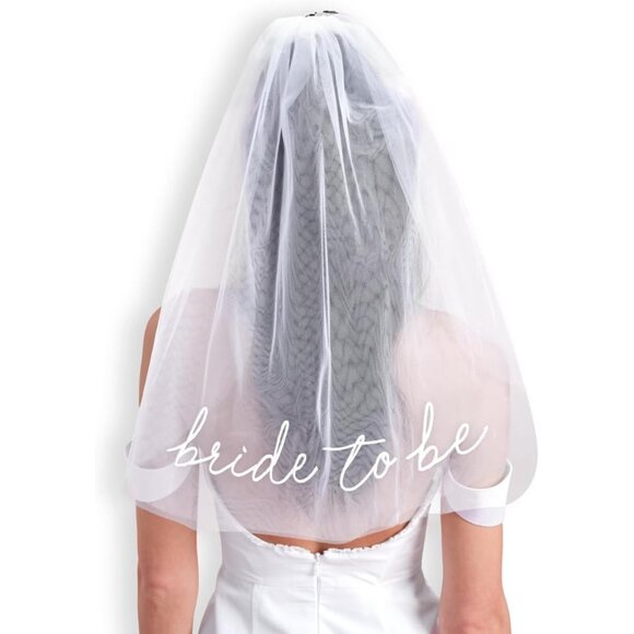 Accessories - Bachelorette Bride To Be Embroidered Veil | BachParty Accessory For Brides